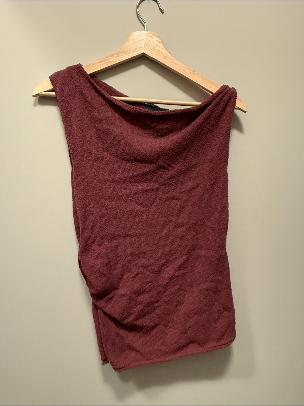 ASOS Maroon Cowl Neck Off the Shoulder Top